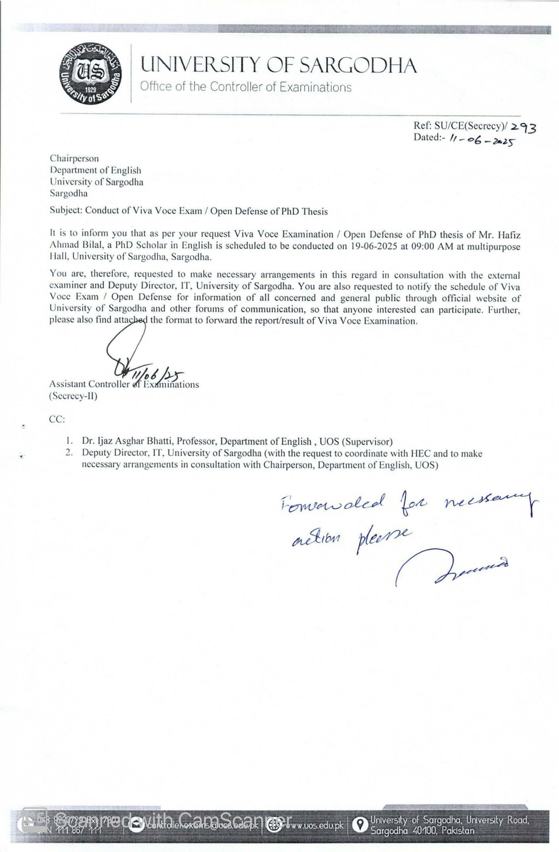 Conduct of Viva Voce Examination / Open Defense of PhD Thesis